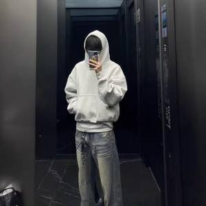 Sudadera con Capucha de Felpa Gruesa de 450 g, Precio de Fábrica en China, OEM, Estilo Americano de Moda Urbana, Corte Ajustado, Cuello en V - Product Image 3