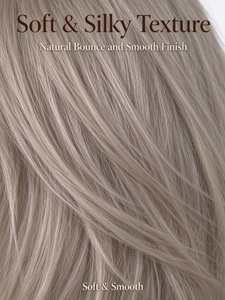 Peluca de Cabello Humano Rubio Ceniza Claro, Larga y con Rizos en Capas, Calidad Premium para Mujeres - Product Image 5