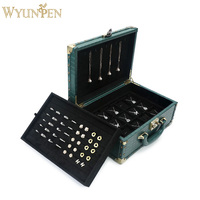 WYUNPEN F025-(13) Boîte de rangement de bijoux moderne de luxe en PU imitation peau de crocodile verte à 3 couches avec serrure pour le rangement des bracelets et des montres