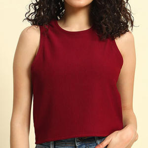 Camiseta sin mangas de baja tasa del mejor fabricante Etiqueta de personalización de alta calidad Hecho en fábrica Estilo caliente Camisetas sin mangas para mujer Color sólido - Product Image 5