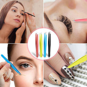Juego de pinzas para cejas inclinadas de 4 piezas al por mayor para mujeres, depilación facial encarnada con punta puntiaguda - Product Image 6