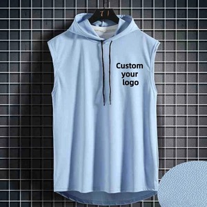 Débardeur respirant imprimé en 3D personnalisé Débardeur à capuche en coton biologique pour hommes Summer Gym Running Singlets - Product Image 6