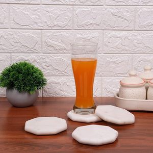 Hexagon Shape Marble Coasters Non-Slip Coffee Table Desk <b>Mat</b> with <b>round</b> Pattern for Home Office or Christmas Decor - Product Image 5