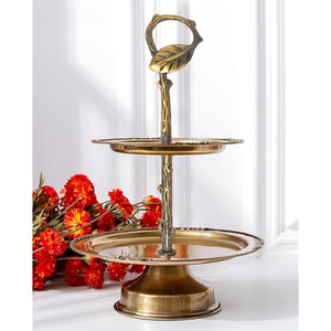 Soporte para servir pasteles de diseño antiguo, latón, bordes dorados, plato para servir aperitivos de acero inoxidable para vajilla, soporte para servir dulces - Product Image 4