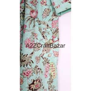 Chaqueta Kimono con Cuello en V, Estilo Kantha Floral, Hecha a Mano, Suave y Lujosa, 100% Algodón, Corta, para Primavera, Invierno, Fiestas - Product Image 2