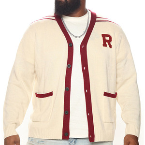 Pull cardigan en maille tendance, coupe ajustée, col montant, mélange de laine, chaud, pour l'hiver, fermeture boutonnée, manches longues - Product Image 1