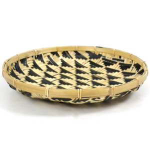 Wholesale Handmade Flat Bamboo <b>Basket</b> with Black Pattern Woven Decorative Tray <b>for</b> <b>Wall</b> Art Serving & <b>Storage</b> - Product Image 2