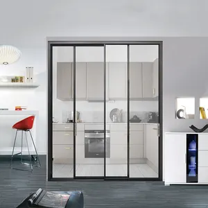 现代设计防水铝型材双层玻璃滑动门厨房入口