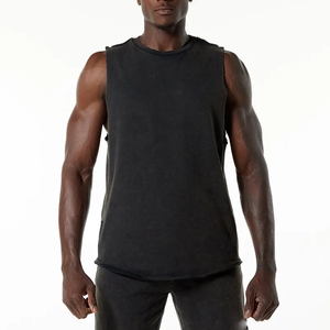 Débardeur surdimensionné vintage pour homme, lavage à l'acide, entraînement en salle de sport, séchage rapide, 100% coton, personnalisable - Product Image 1