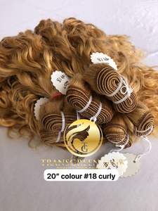 Top meilleure qualité 20 "#18 couleur naturel bouclé en gros paquet brut temple indien direct de l'inde Machine Double trame de cheveux humains - Product Image 2