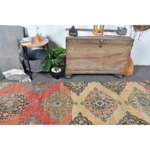 Alfombra turca Vintage de 31x10,8 pies, alfombra de tejido plano rojo y Beige, patrón de retazos para decoración de sala de estar, Material de lana de látex - Product Image 2