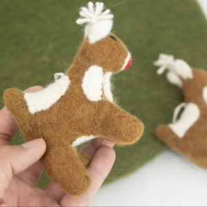12cm Fabriqué À La Main Feutre De Noël Rudolph Ornements Suspendus De Noël pour Enfants Décor Suspendu pour Arbre De Noël - Product Image 1