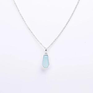 Vente en gros directe usine Bijoux chrétiens en argent sterling 925 avec pendentif cercueil en calcédoine aqua véritable, finition rhodiée, pour les fêtes - Product Image 2