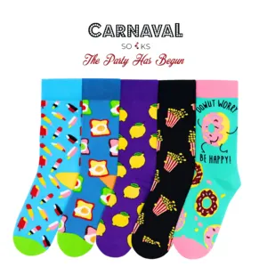 Breathable 5-Piece Food-Themed <b>Sock</b> Set Colorful Boxed Daily Wear - Product Image 1