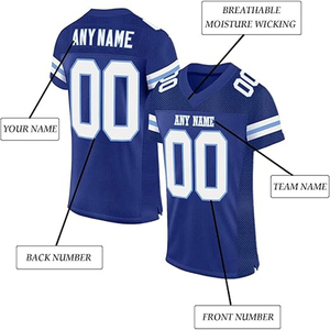 Uniforme de football américain en polyester respirant grande taille motif lettre hiver printemps été saisons avec logo avant - Product Image 4