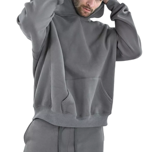 Sweat à Capuche Solide en Polaire Lourd pour Homme, Coupe Régulière, Sweat-shirt en Coton Épais d'Hiver Streetwear Hip Hop Décontracté - Product Image 1