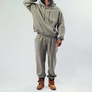 เซ็ตเสื้อฮู้ดและกางเกงวอร์มผ้าฟลีซ100% ผู้ชายชุดวอร์มทรงหลวมผ้าคอตตอนผลิตตามสั่งสำหรับฤดูหนาว - Product Image 6