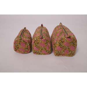 Indian National <b>Large</b> Portable Cotton Makeup <b>Bag</b> Travel Zipper Pouch Printed for Cosmetic Organizer - Product Image 1