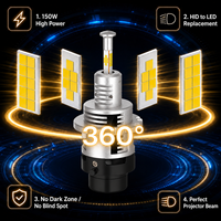 Ampoule de phare LED Victor V8 D2S D2R D4S D4R 300W HID vers LED, faisceau parfait à 4 faces pour lentille de projecteur avec ventilateur