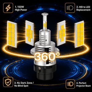 Ampoule de phare LED Victor <span class=keywords><strong>V8</strong></span> D2S D2R D4S D4R 150W HID vers LED, faisceau parfait à 4 faces pour lentille de projecteur avec ventilateur - Product Image 3