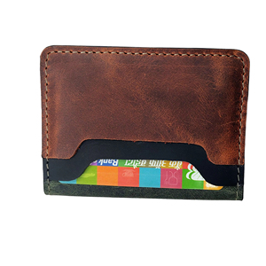 เคสใส่บัตรเครดิตหนังแท้สีเขียวและน้ำตาลทำมือมีสไตล์และทนทานบางดีไซน์กะทัดรัด - Product Image 2