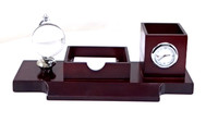 Globe Terrestre en Bois de Qualité Supérieure Regal Incorporation, Ensemble Complet avec Horloge et Organisateur de Bureau, Décoration de Table 254mm, Idéal pour Petite Amie