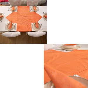 Ensemble de 2 chemins de table 100% coton orange avec 1 chemin triangulaire 50x150cm et 1 chemin rectangulaire 50x150cm décoratif - Product Image 5