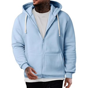 Sudadera con capucha y cremallera de gran tamaño, personalizada al por mayor para hombre, de color liso, informal, para uso diario. - Product Image 5