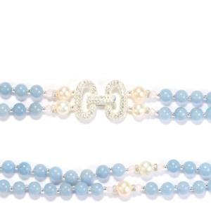 Collar de Perlas Angelite, Cuarzo Rosa y Circonita Blanca, Joyería Fina de Plata de Ley con Cuentas - Product Image 2