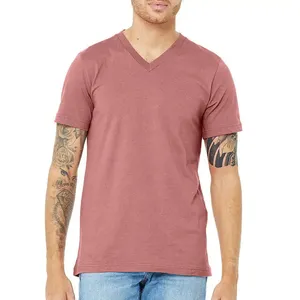 Yeni varış yüksek kalite erkekler toplu miktar V yaka T Shirt 100% penye pamuk V boyun T Shirt toptan erkekler T-shirt
