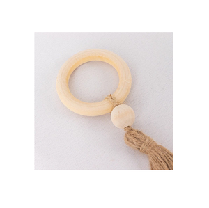 Perles en bois gland corde de chanvre anneau de serviette perles rondes couleur originale corde de chanvre boucle de serviette au meilleur prix - Product Image 1
