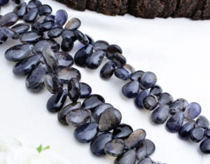 Iolite facetté en forme de poire de 8 pouces, naturel, pour la fabrication de bijoux fins, pierre précieuse pour collier - Product Image 1