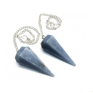 Péndulo de Angelita de alta calidad, piedra preciosa de cristal natural, cono facetado, Péndulo de radiestesia para péndulos curativos de Reiki a la venta - Product Image 3