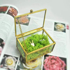 Boîte à bagues en verre transparent de qualité exceptionnelle, dernier design, boîte à bagues de mariage, porte-bague, plaqué or, bijoux et cosmétiques - Product Image 3