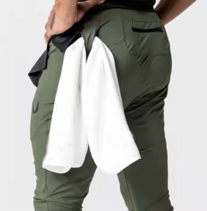 Pantalon de survêtement décontracté en toile épaisse pour homme, coupe ample, respirant, taille élastique avec cordon de serrage - Product Image 6