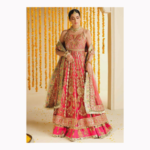 Tissu en mousseline de soie fantaisie Salwar Kameez décontracté Shalwar Kameez indien pakistanais fête porter des robes de mariée pour les femmes - Product Image 5