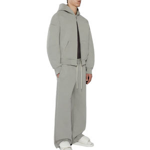 Ropa de calle con logotipo personalizado, conjunto de sudaderas con capucha y pantalones de chándal con cremallera, conjunto de fabricante, chándal deportivo en blanco de gran tamaño para hombre - Product Image 2