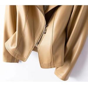 Cuir véritable Femmes Short Slim Sheepskin 2025 Hiver Crochet Quick Dry Long Sleeve Suit Collar Zipper Little Coat - Product Image 6