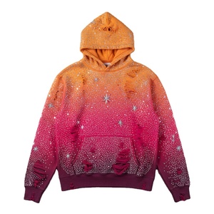 Sweat à capuche en polaire d'hiver avec strass scintillants pour homme, logo personnalisé, paillettes brillantes, élégant, confortable, surdimensionné, respirant, pour la rue, les fêtes - Product Image 1