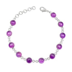 Gemstone Handmade Indian Amethyst Halo Sterling Silver Bracelet for Women and Girls <b>Solid</b> 925 Sterling Silver Bracelet Jewelry - Product Image 1