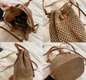 Sacs à paille à cordon pour femmes Sacs à paille personnalisés pour dames Sacs à main en paille à bandoulière produits en gros - Product Image 2