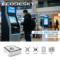 Lecteur de codes-barres EMT8662C avec couvercle en verre trempé anti-poussière, lecteur de codes QR avec USB RS232 pour distributeur automatique, garantie de 3 ans