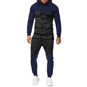 Vente en gros Ensemble de gymnastique à capuche pour hommes coupe ajustée sweat à capuche à fermeture éclair intégrale et pantalon de jogging fuselé rouge/noir survêtement homme en polaire - Product Image 3