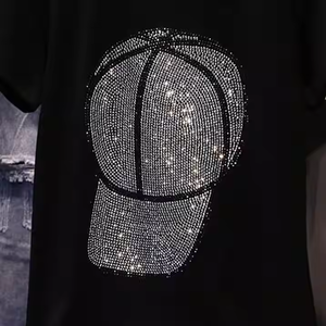 T-shirts Streetwear Homme Nouveaux Designs en Strass 100% Coton Coupe Ample Écologiques Vente en Gros - Product Image 3