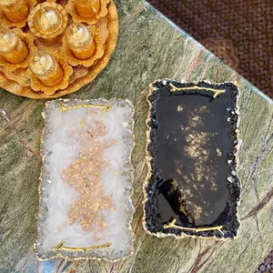 Bandeja de resina de remolino de Color negro, organizador de decoración de tocador elegante y funcional, bandeja de resina translúcida para tocador económico - Product Image 6