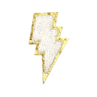 Patch brodé fait main en chenille avec motif éclair, à coller, en tissu tissé pour vêtements, chapeaux, sacs, décoration intérieure
