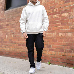 Sudadera térmica francesa de algodón 2024 de alta calidad para hombre 100%, sudadera de gran tamaño lisa de peso pesado, sudaderas con capucha de lana sólida con estampado en blanco - Product Image 1