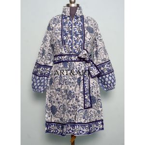 Indian Hand Block Printed Cotton Summer Dress Women Comfortable Daily Wear Floral Puff <b>Sleeve</b> Midi Natural Waist Washable Sweet - Product Image 6