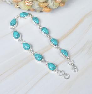 Green 925 Sterling Silver Gemstone Adjustable Tennis Bracelet December Birthstone Handmade Jewelry Gift Birthday 9 Stone - Product Image 3