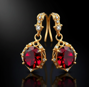 Boucles d'oreilles pendantes Garnet Hydro & CZ de 4,5 pouces |   Bijoux vintage indiens en argent sterling 925 avec placage or 18 carats, cadeau pour elle - Product Image 3